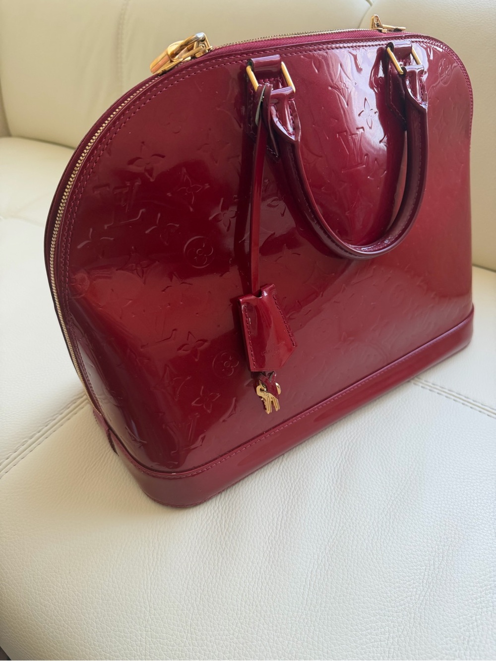 Louis Vuitton Red Patent Vernis Alma PM Satchel